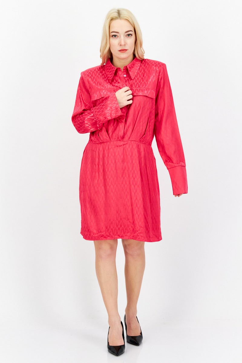 RIVER ISLAND فستان ميدي منقوش للنساء، وردي - Image 2